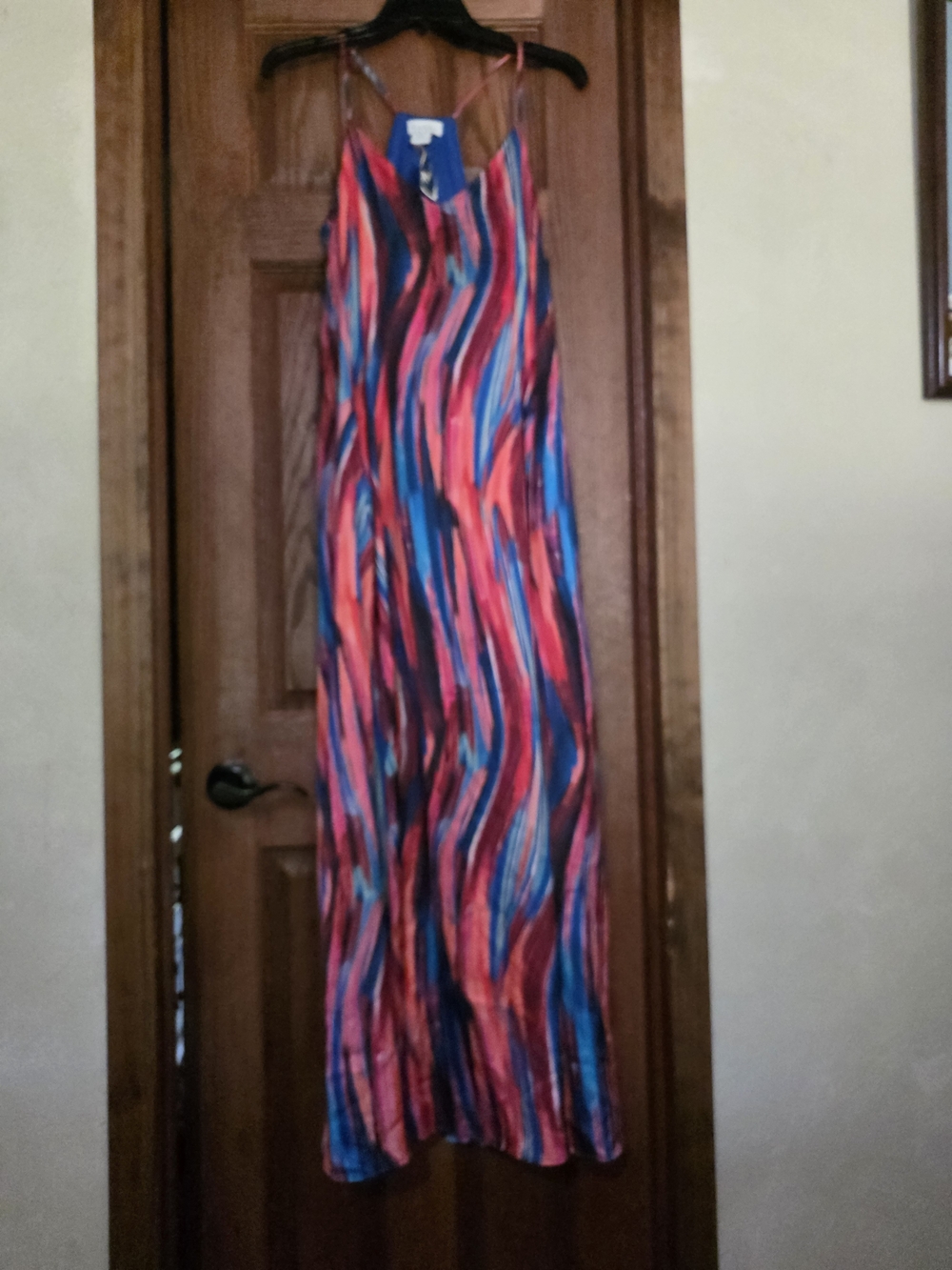 Nicole Miller Abstract Maxi Colorful Flowy Maximalism Watercolor Dress